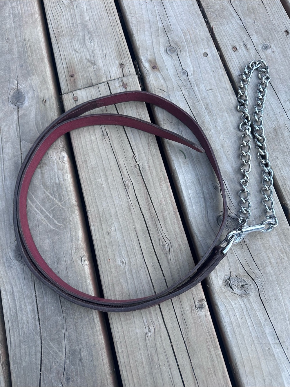 Horse Tack -  Leather Lead Shank & Chain
